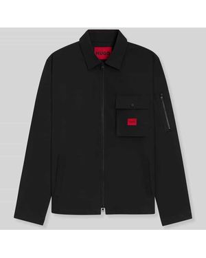 HUGO Oversize Hemdjacke aus Baumwoll-Mix - Schwarz