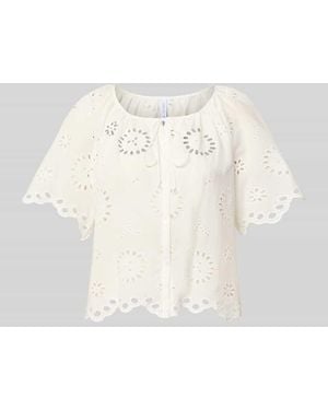 Mango Regular Fit Bluse mit Lochstickerei Modell 'BROTES' - Weiß