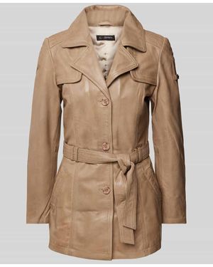Cabrini Lederjacke Mit Bindegürtel - Natur