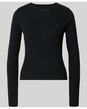 Tommy Hilfiger Regular Fit Strickpullover aus reiner Baumwolle - Schwarz