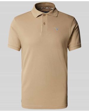 Barbour Slim Fit Poloshirt Mit Label-Stitching - Natur