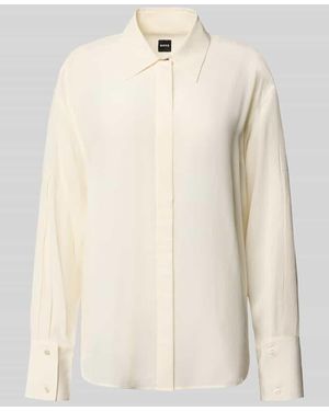 BOSS Relaxed Fit Bluse aus reiner Seide Modell 'BINALIA' - Natur