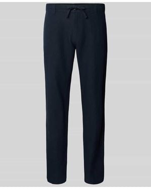 SELECTED Regular Fit Leinenhose mit Bügelfalten Modell 'LEROY' - Blau