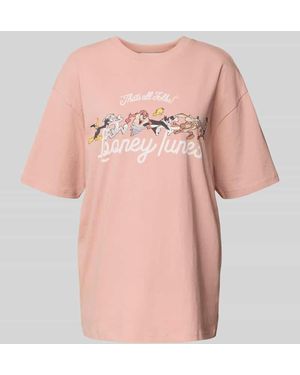 Review Oversized T-Shirt mit Motiv-Print - Pink