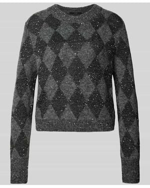 Ouí Strickpullover im Allover-Look mit Rundhalsausschnitt - Schwarz