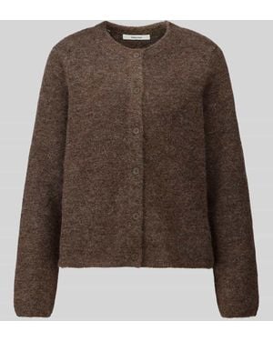 SELECTED Relaxed Fit Strickjacke aus Woll-Mix mit Alpaka-Anteil Modell 'LULU' - Braun