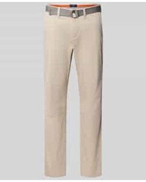 Mcneal Slim Fit Chino Met Riem - Naturel