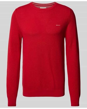 GANT Strickpullover mit Label-Stitching Modell 'PIQUE' - Rot
