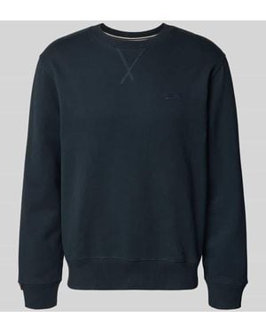 Superdry Sweatshirt mit Rundhalsausschnitt und Label-Stitching - Blau
