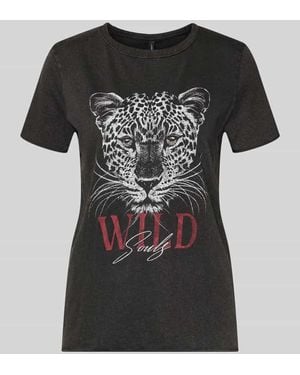 ONLY Regular Fit T-Shirt aus reiner Baumwolle 'ONLLUCY' - Schwarz