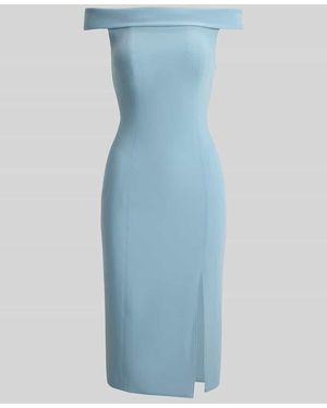Ralph Lauren Eng anliegendes Cocktailkleid mit Carmen-Ausschnitt Modell 'WOVEN-BODYCON-DRESSES' - Blau
