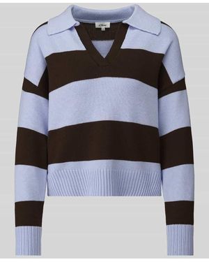 S.oliver Boxy Fit Strickpullover aus Baumwoll-Mix - Blau
