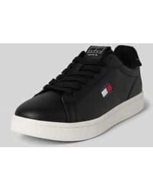 Tommy Hilfiger Lage Sneakers Van Rundleer - Zwart