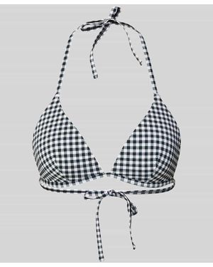 Jake*s Bikini-Oberteil mit Vichy-Karo und Schnürung - Schwarz