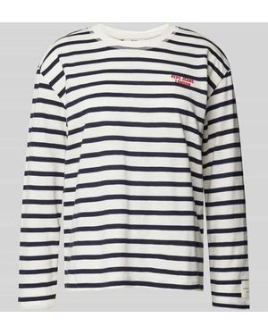 Pepe Jeans Longsleeve mit Label-Stitching Modell 'RIO' - Grau