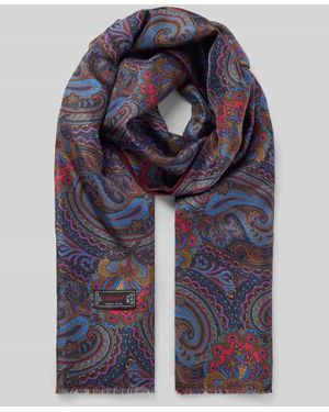 Ascot Wollschal aus reiner Wolle mit Rückseite aus reiner Seide - Blau