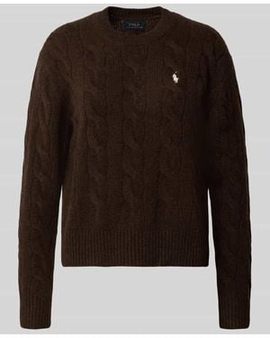 Polo Ralph Lauren Strickpullover mit Zopfmuster und Rundhalsausschnitt - Schwarz