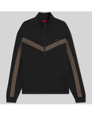 HUGO Relaxed Fit Sweatjacke mit Baumwoll-Anteil Modell 'DARTI' - Schwarz