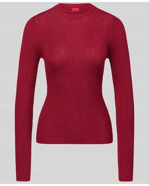 HUGO Slim Fit Pullover aus Woll-Mix mit Lyocell-Kaschmir-Anteil Modell 'Sallya' - Rot