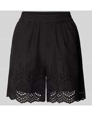 Freequent Regular Fit Korte Broek Met Broderie Anglaise - Zwart