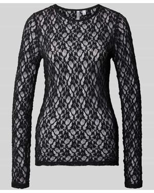 Pieces Slim Fit Langarmshirt mit Rundhalsausschnitt Modell 'HAZEL' - Schwarz