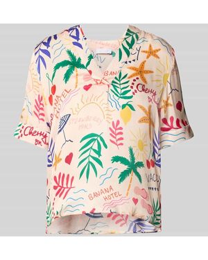 Rich & Royal Blusenshirt mit V-Ausschnitt - Grau
