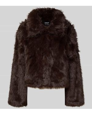 ONLY Regular Fit Webpelzjacke mit Umlegekragen Modell 'MANNY' - Braun
