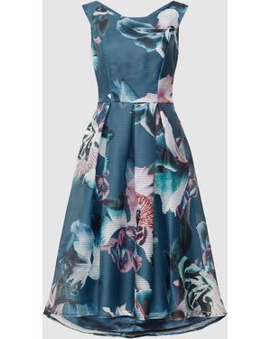 Swing Cocktailkleid mit Allover-Muster - Blau