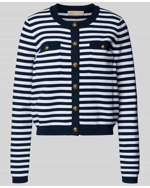 MICHAEL Michael Kors Strickjacke mit Rundhalsausschnitt und Knopfleiste - Blau
