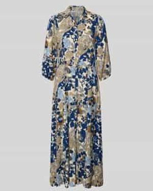 Soya Concept Overhemdjurk Van Viscose Met 3/4-Mouwen Model 'Cunilla' - Blauw