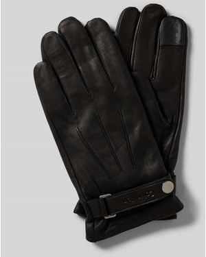 Calvin Klein Handschuhe mit Woll-Anteil in Leder-Optik - Schwarz