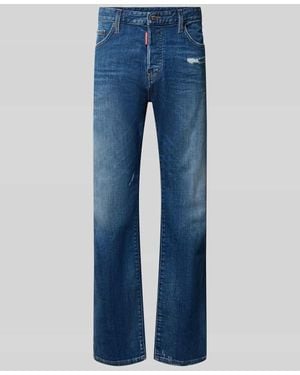 DSquared² Regular Fit Jeans im Destroyed-Look mit Eingrifftaschen - Blau