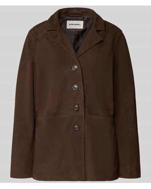 Stefanel Velour-Lederjacke mit Knopfleiste - Braun