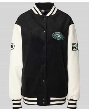 Karo Kauer College-Jacke mit Label- und Motiv-Stitchings - Schwarz