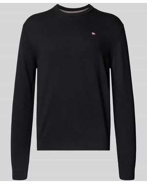 Napapijri Regular Fit Longsleeve mit Logo-Stitching Modell 'Droz' - Blau