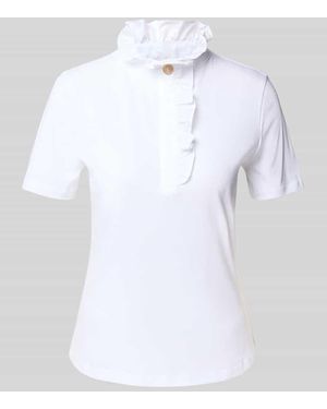 Rich & Royal T-Shirt mit Stehkragen - Weiß