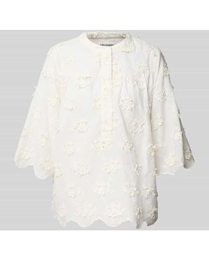 Lolly's Laundry Bluse mit Häkelspitze und Wellensaum Modell 'Louise' - Weiß