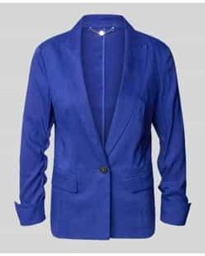 Marc Cain Blazer Van Linnenmix Met Reverskraag - Blauw