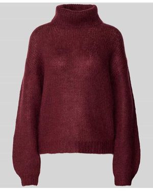 Y.A.S Oversized Rollkragenpullover aus Woll-Mohair-Mix Modell 'LAMBI' - Rot