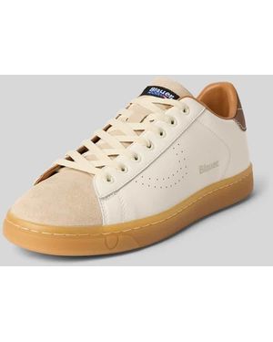 Blauer Usa Sneaker aus Leder-Mix mit Logo-Detail Modell 'Lowell' - Natur