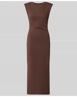 Y.A.S Midikleid mit Rundhalsausschnitt Modell 'PINA' - Braun