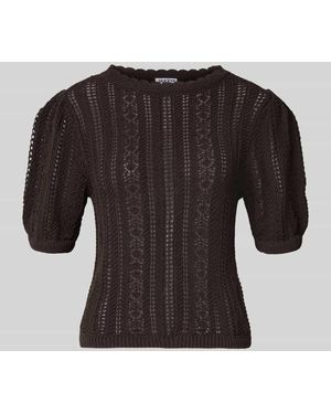 Jake*s Strickshirt mit Rundhalsausschnitt und Wellensaum - Schwarz