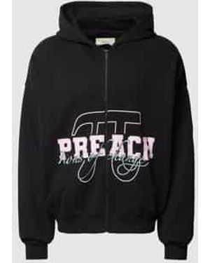 »preach« Oversized Sweatjack Met Labelprint - Zwart