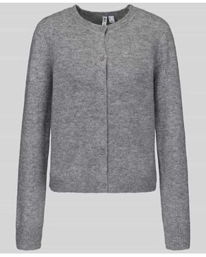 Pieces Regular Fit Strickjacke mit Woll-Anteil Modell 'MALOU' - Grau