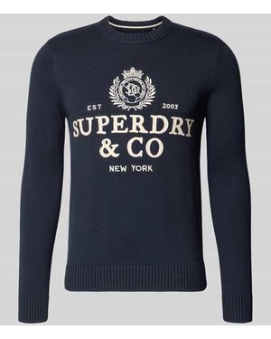 Superdry Strickpullover mit Rundhalsausschnitt - Blau