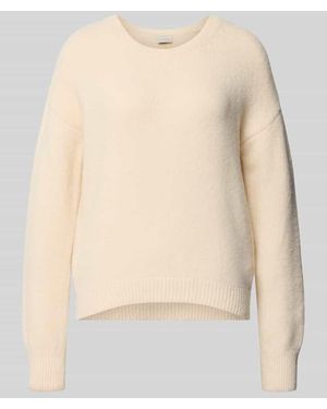 Milano Italy Oversized Fit Strickpullover mit Rundhalsausschnitt - Natur