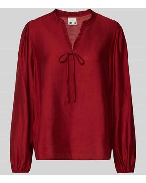 Ichi Regular Fit Bluse mit Rüschen Modell 'KARLANI' - Rot