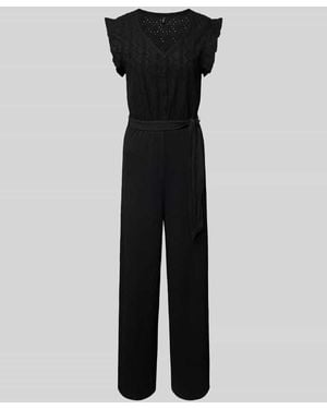 ONLY Regular Fit Jumpsuit mit Lochstickerei Modell 'LELISA' - Schwarz