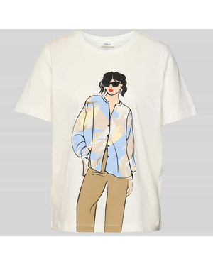 S.oliver Relaxed Fit T-Shirt aus reiner Baumwolle - Natur