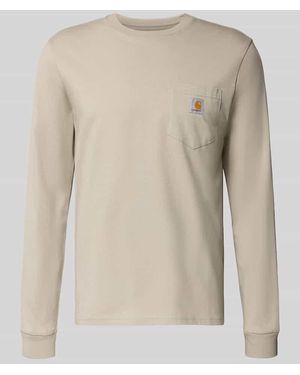 Carhartt Longsleeve mit Brusttasche und Label-Detail - Natur